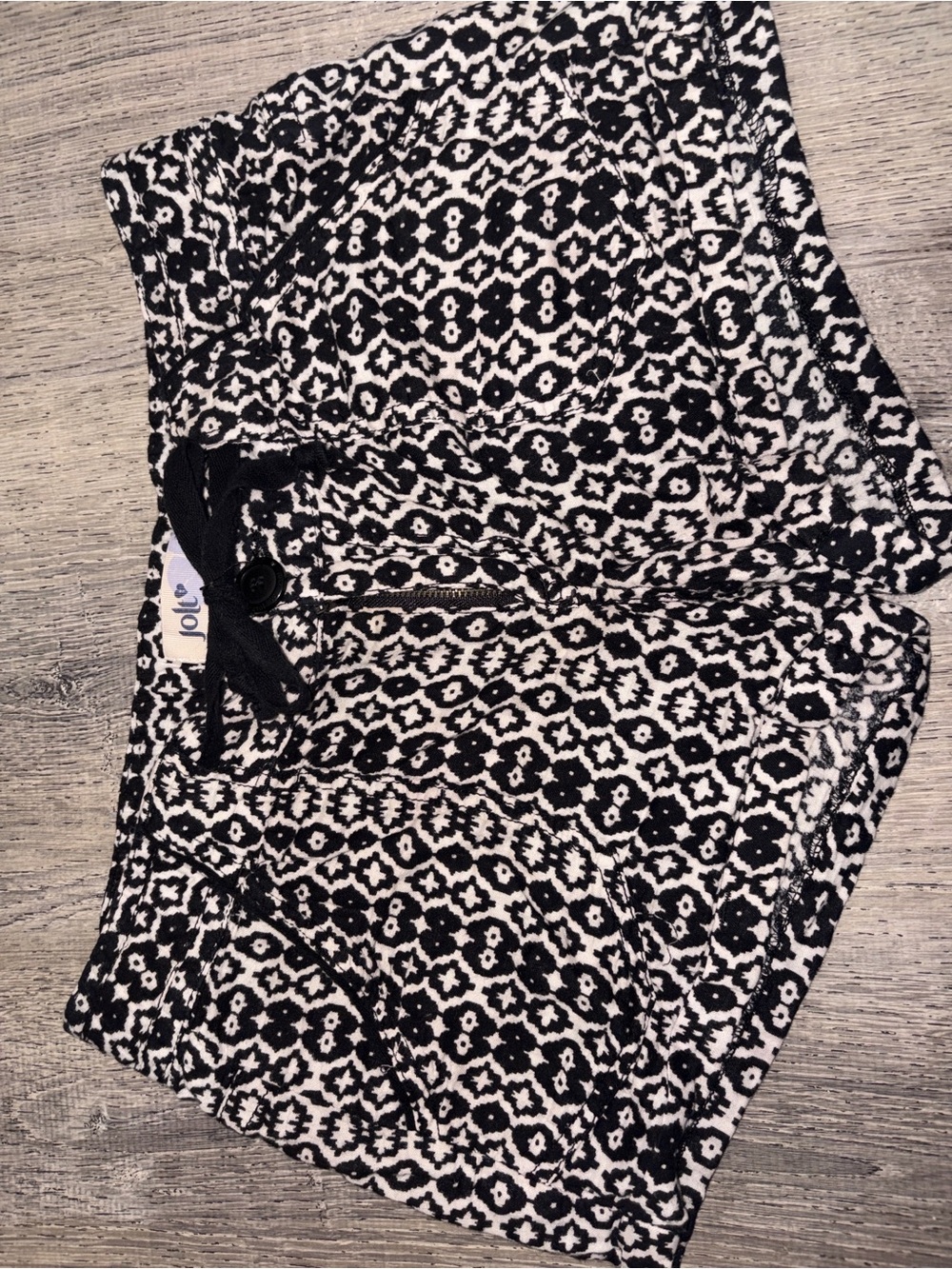 Jolt Black and White Geometric Knit Shorts